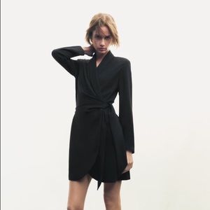 PAREO BLACK WRAP MINI DRESS